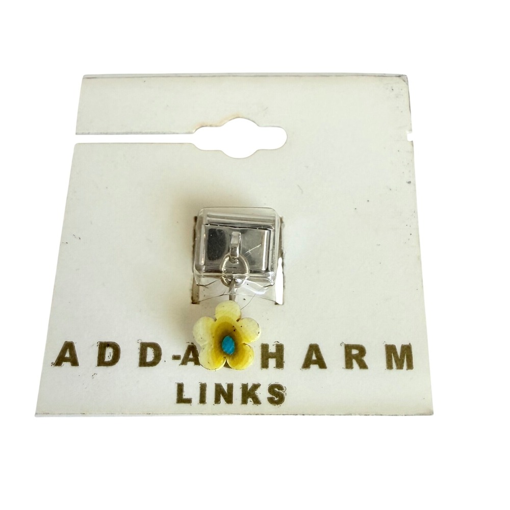 Add-A-Charm Italian Charm Link Women OS Yellow Dangle Flower Turquoise Center